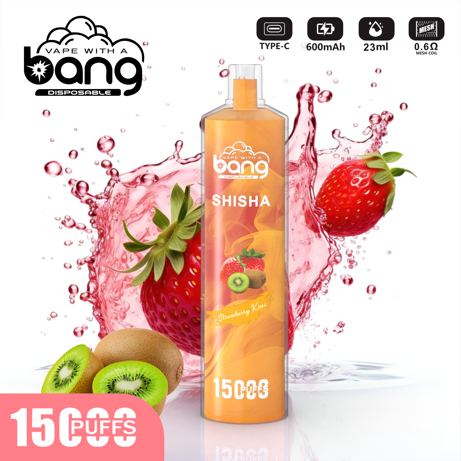 vapesocialcircle.com Bang SHISHA 15K(15000) Puffs 0% 2% 3% 5% Nicotine 600mAh Battery 23ml Oil Disposable Vape Pen