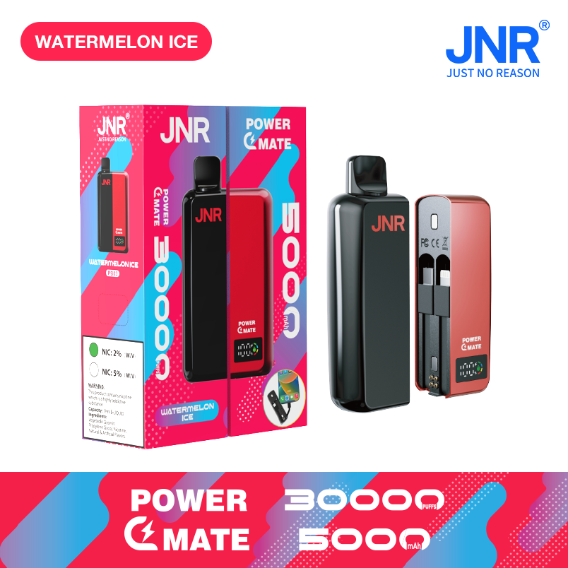 vapesocialcircle.com JNR POWER MATE 30K(30000) Puffs 30ML E-liquid Smart LCD Screen 2% 5% Nicotine 5000mAh Powerbank Battery Disposable Vape