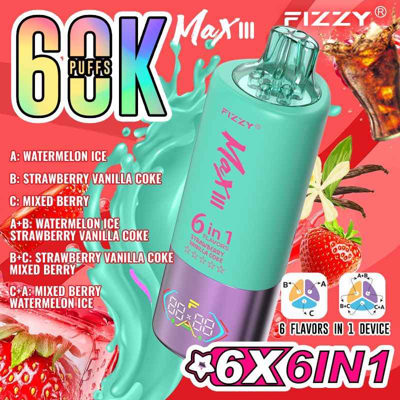 vapesocialcircle.com FIZZY Max III 60000 Puffs 6-in-1 Disposable: The Ultimate Vaping Revolution